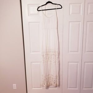 White crocheted maxi dress